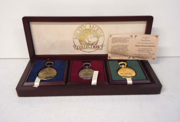 Set of 3 Mickey Mouse Watches: #518 of 1000- 12 1/4" Wood Case-NIB