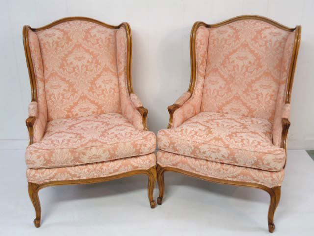 Pr Baker Wingback Chairs: 41"T x 28"W x 34"D
