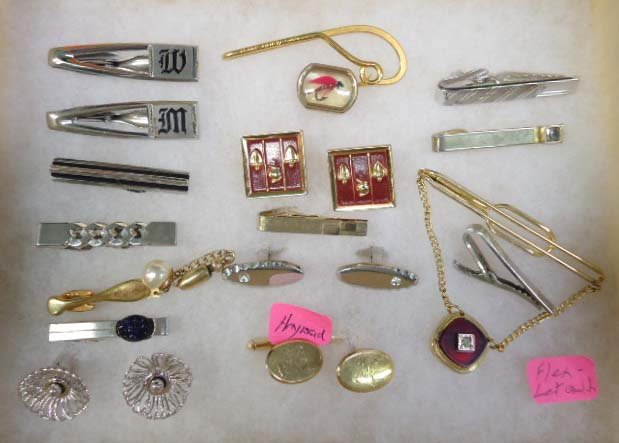 Vtg Men's Cuff Link & Tie Bar Signed Pc's: Inc. Hickok, Foster, Shields, Hayward, Flex-Let Quality