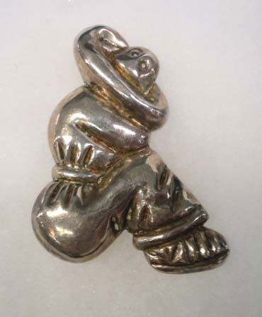 Mexican Silver Siesta Hollow Pin: 2 3/16" X 1 5/8" Hollow Hecho Mexico Sleeping Man Pin 11.04g