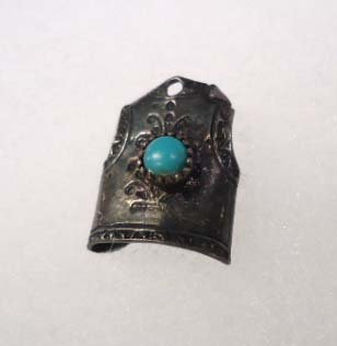 Miniature Turquoise Sterling Vest: 9/16" X 1/2" Tiny Miniature Sterling Vest w/ Turquoise Cab. 1.66g