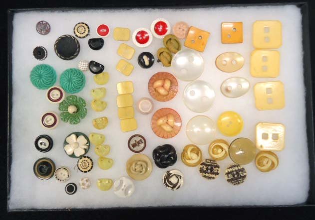 Large Celluloid Vintage Button Lot: Extruded, Buffed, Every Odd Shape & Texture. Appox. 60