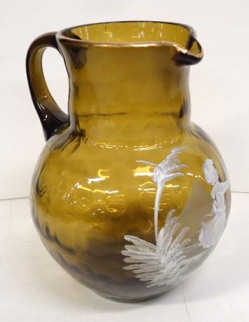 Vict Mary Gregory Pitcher: Amber Thumbprint 8"