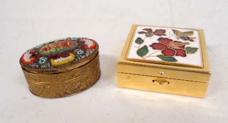 Micro Mosaic & Enameled Pill Box: 1 /12"
