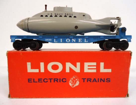 Lionel Flat Car w/ Submarine: Operating Submarine No. 3830 1 1/2"