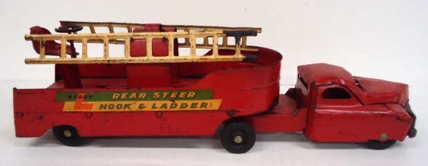 Buddy L Rear Steer Hook & Ladder Truck: 21 1/2" x 6 1/2"