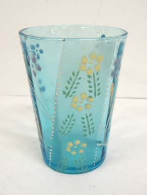 Vict. Blue Enameled Tumbler: 4"T