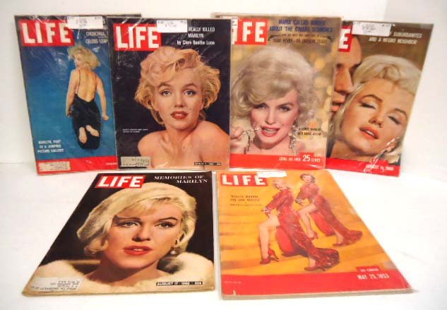 6 Life Magazines Marilyn Monroe: 7/17/62, 5/25/53, 8/15/60, 4/20/59, 11/9/59 & 8/7/64 All Complete