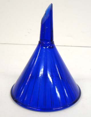 Cobalt Glass Funnel: 6 1/2"T