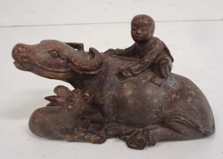 Oriental Carved Soapstone Figure: 6"L