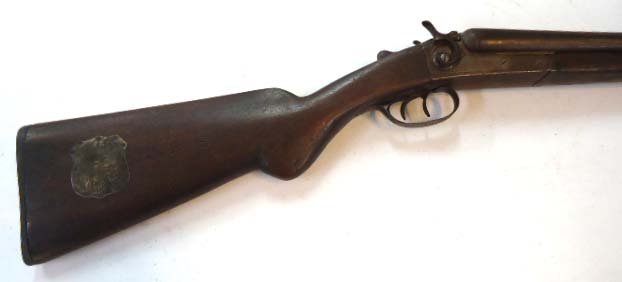 Hopkins & Allen Dbl. Bbl.: 37 1/2"L Stock mkd. Stage El Paso, has medallion mkd Wells Fargo Express 1892 Age Questionable All Firearms Must be Shipped by a FFL Dealer to a FFL Dealer. Our Registered FFL Dealer is Gerald Bauer F