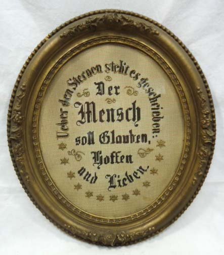German Needlework Sampler: 14 1/2" x 13" Frame