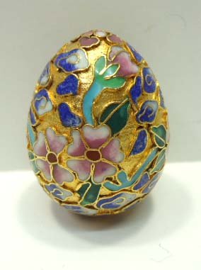 2 Oriental Enameled Items: Egg & Butterfly Box 2" & 2 1/2"
