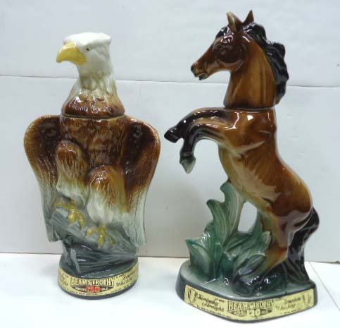 2 Jim Beam Decanters: 13 3/4"T & 12 1/2"T