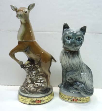 2 Jim Beam Decanters: 11 1/2"T & 13 3/4"T