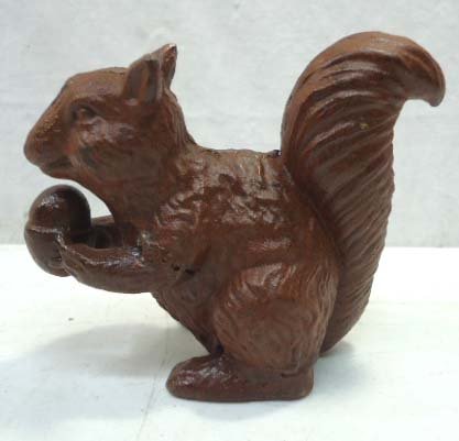 Cast Iron Squirrel Door Stop: Modern 5 1/2"T