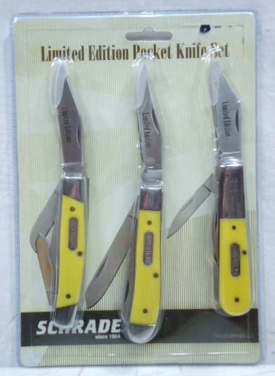 3 Schrade Pocket Knives NIB: Limited Editions in Orig. Package Never Opened 8 1/4" - 5 3/4" Package