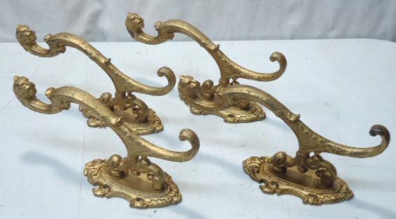 4 Iron Coat Hooks: 7"L