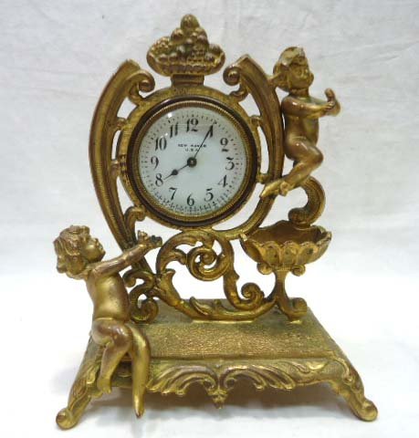New Haven Cherub Clock: Running 7"T x 5 1/4"W