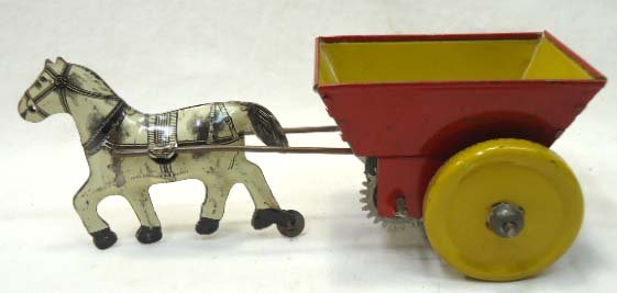 Vintage Key Wind Horse & Cart: 7 1/2" x 2 3/4" Works
