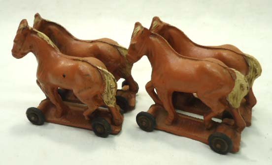 2 Pr Auburn Rubber Horses: 3 1/4" x 3 1/2"