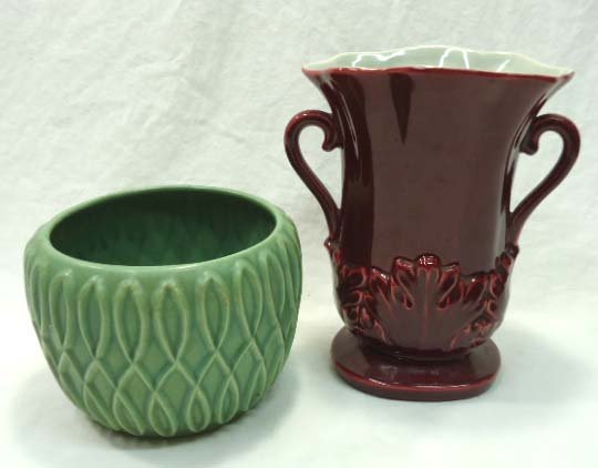 2pc Red Wing Pottery Vase: 4 1/2"T & 7 1/2"T
