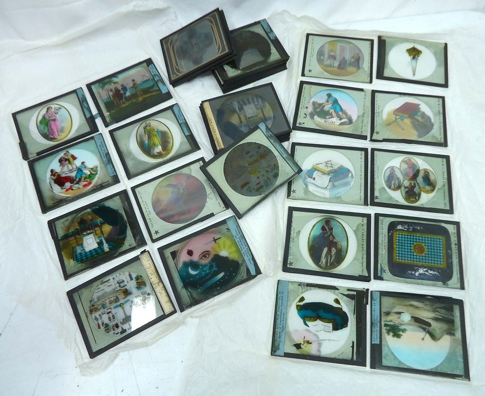 39 Masonic Glass Slides: 3 1/4" x 4"