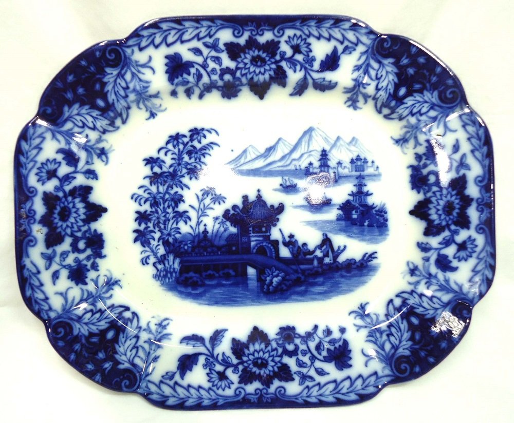 Lg. Rorstrand Flow Blue Platter: 17 1/4" x 14 1/4"