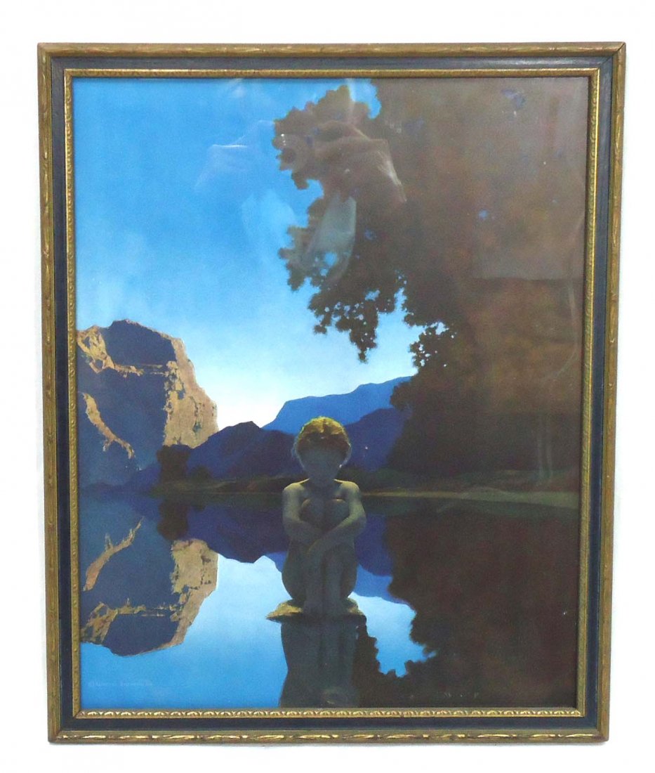 Maxfield Parrish Print: "Evening" Orig. Frame 13" x 16" Frame