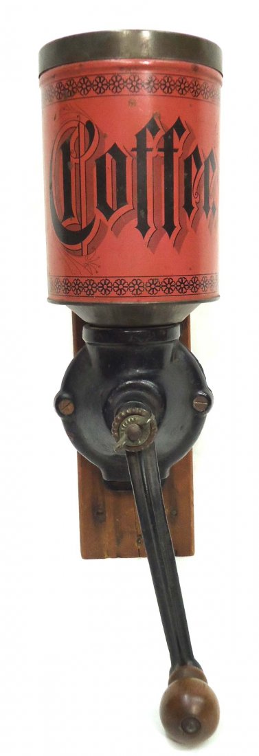Tin & C.I. Coffee Grinder: 12 1/2" x 4" x 6 3/4"