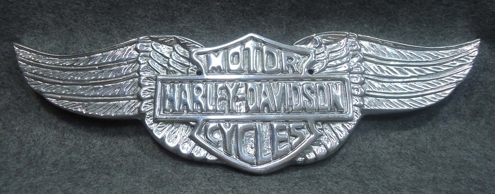 Harley Davidson Sign: Polished Aluminum 13" x 4"