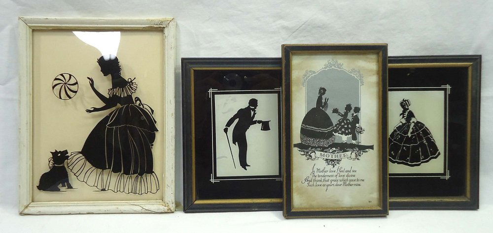 4 Silhouette Pictures: 8 3/4" x 6 3/4", 7" x 6", 7 1/2" x 4 1/2"