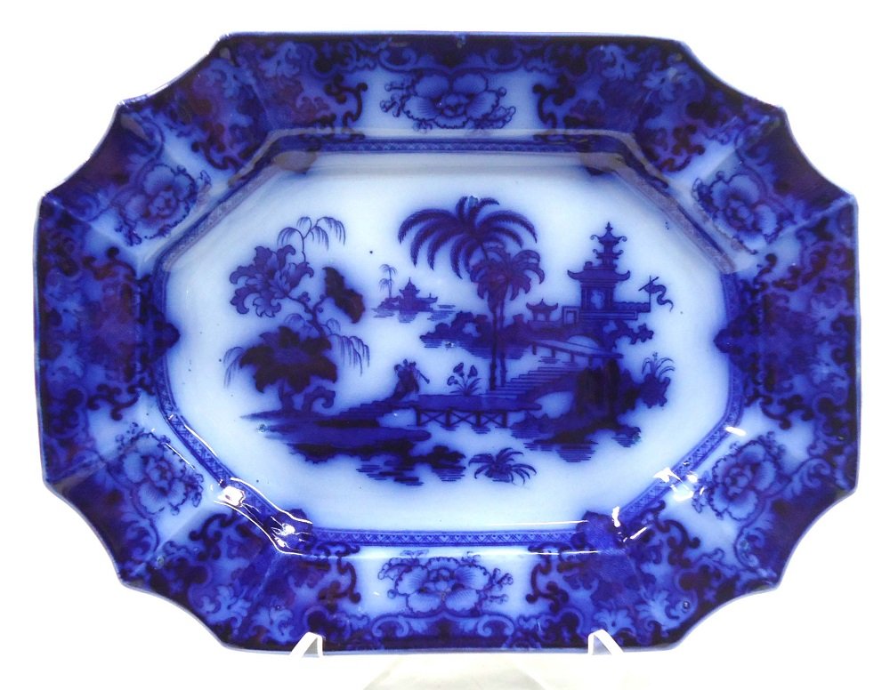 Flow Blue Platter: Shapoo Pattern 12" x 15"