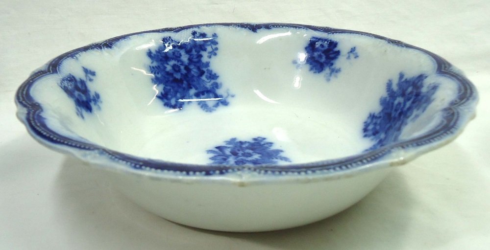 Flow Blue Bowl: 9 1/2"W x 2 1/2" Astoria Pattern