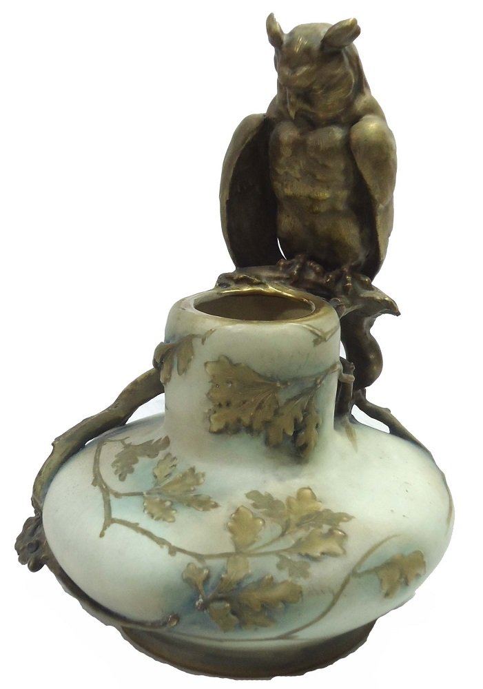 Amphora Vase w/ Owl: 12 1/2"T x 9"