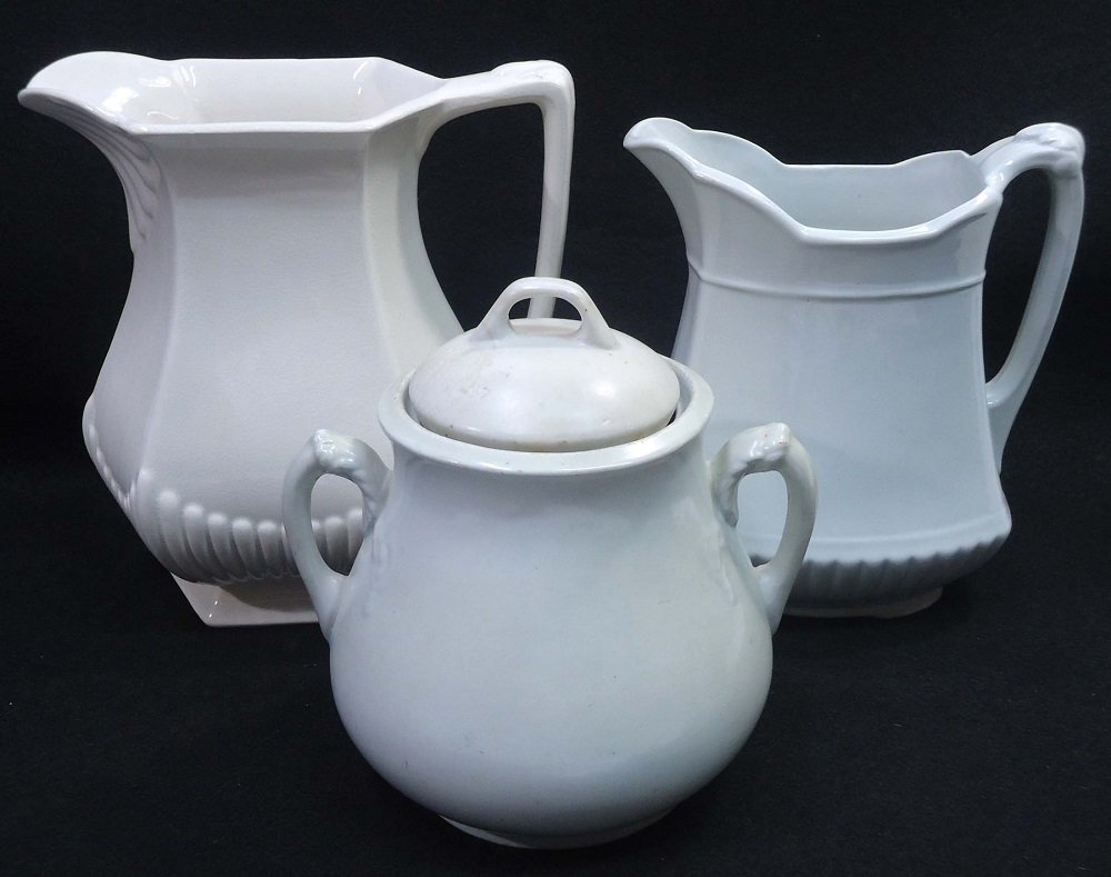 3pc Ironstone: 8"T, 7 1/4"T, 6 3/4"T