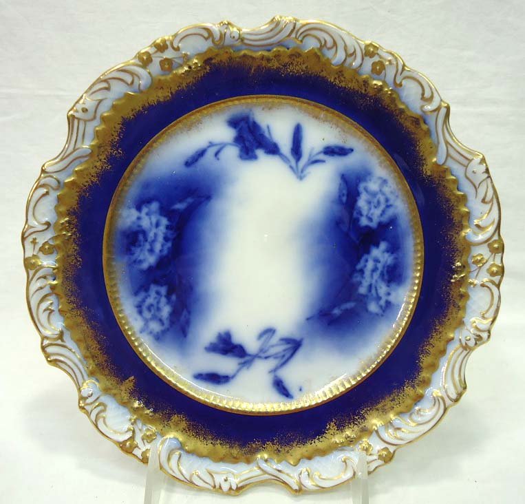 Flow Blue & Gold Plate: 9"