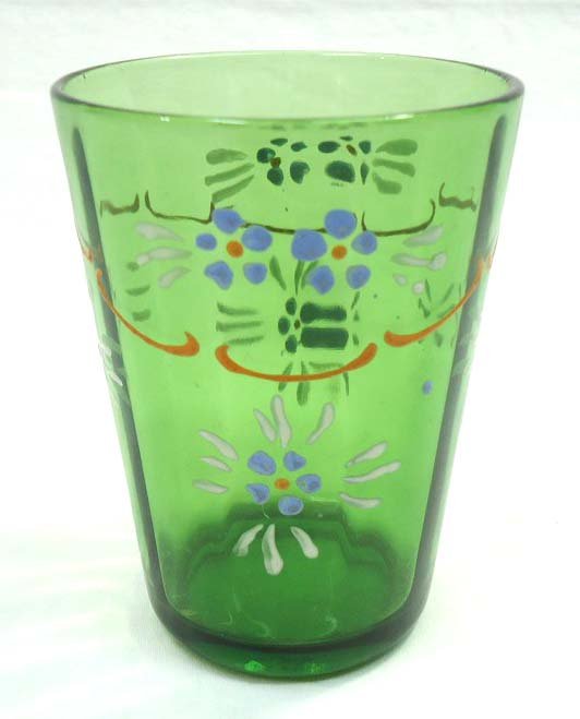 Victorian Enameled Tumbler: 4" T x 3" W