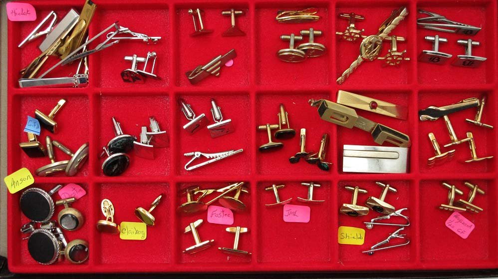 Lg. Coll. Of Sgnd. Cuff Links & Tie Clips: Inc. 13 Pc.Anson,17Pc.Hickok, Shields, Hayward, Foster, Claiborg, Destino (Some Gold Filled), Really Great Collection