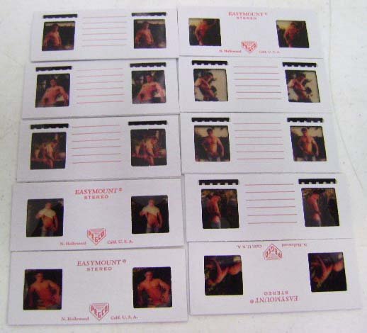 10 Stereo Slides Erotic Male Nudes: Probably Colt Studios