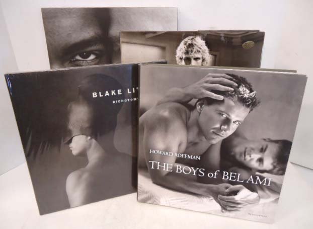 4 Photography Books: "Locker Room Nudes Diev Dv Stade" by Francois Rousseau, "Men" by Stefan May, "The Boys of Bel Ami"by Howard Roffman, and "Blake Little Dichotomy" still sealed