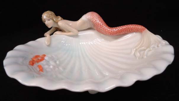 Porcelain Mermaid Dish: 7 1/2" x 8 1/2"