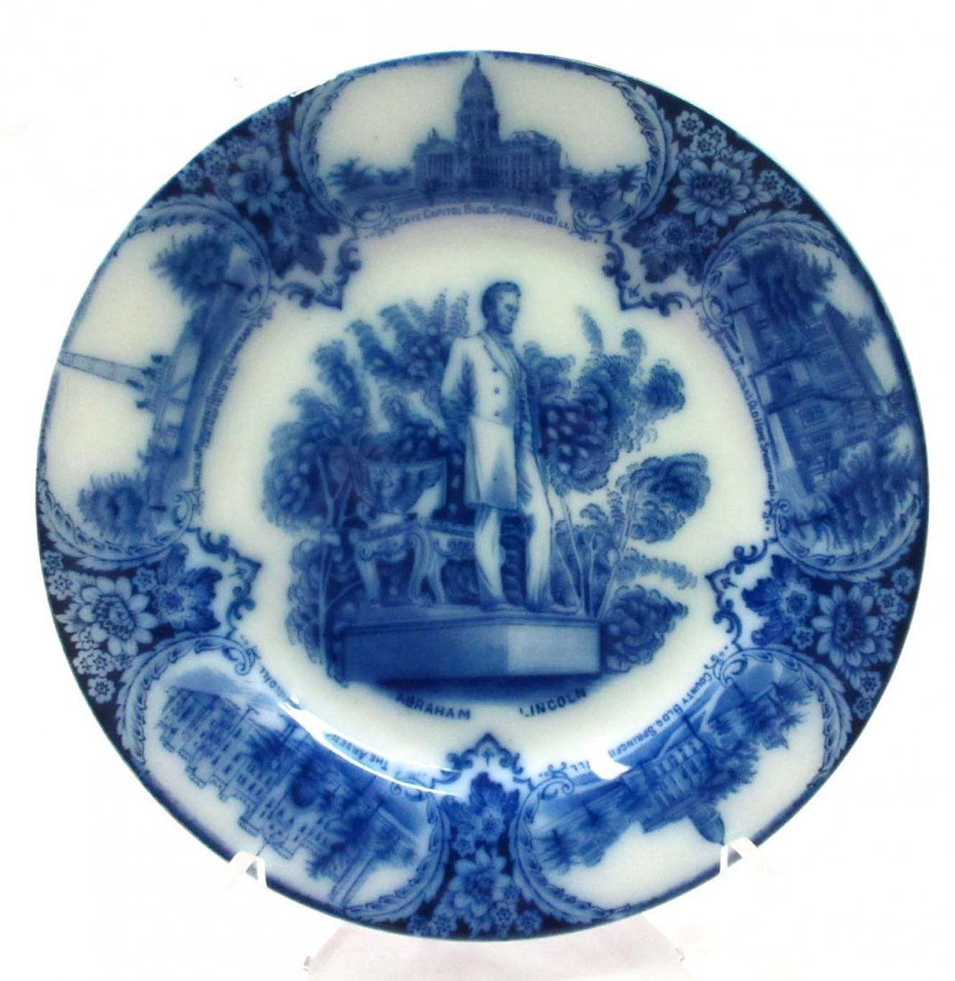 Flow Blue Abraham Lincoln Plate: by Wedgwood 10"