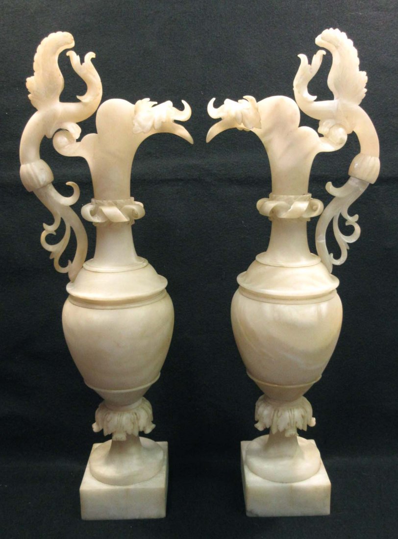 Pr Marble Ewers: 24"T x 8 1/2" x 5"