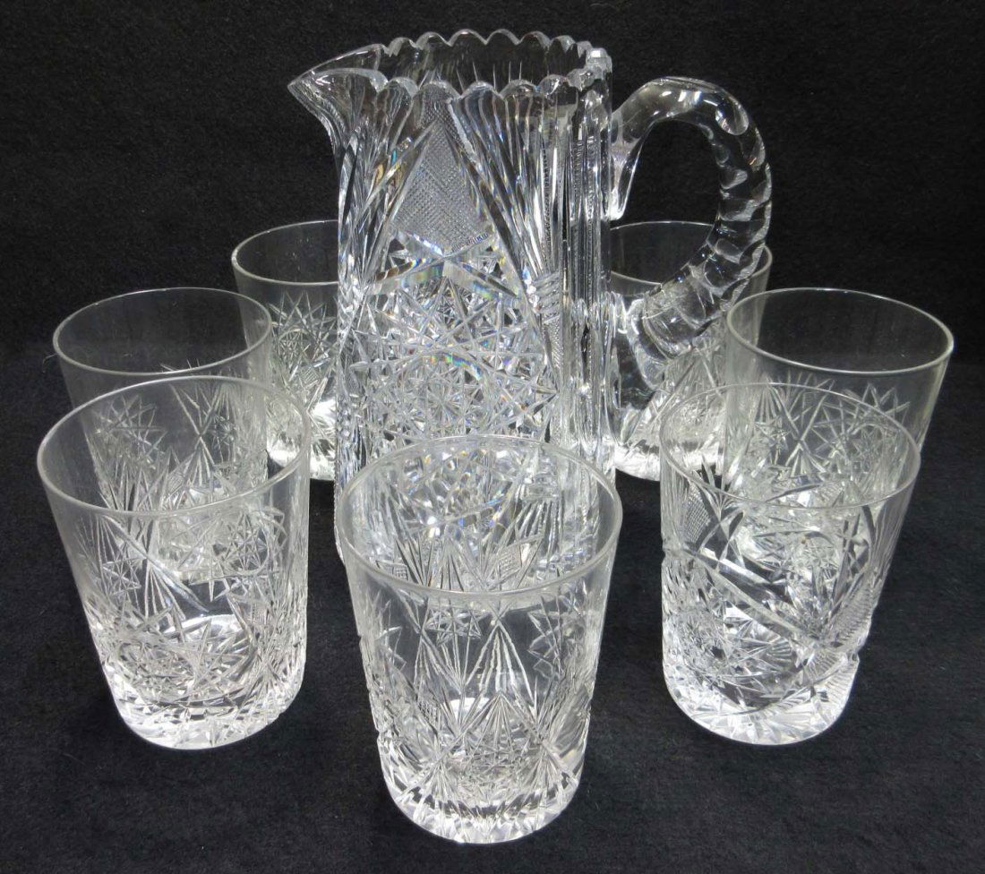 8pc Brilliant Cut Glass Water Set (1 of 5)