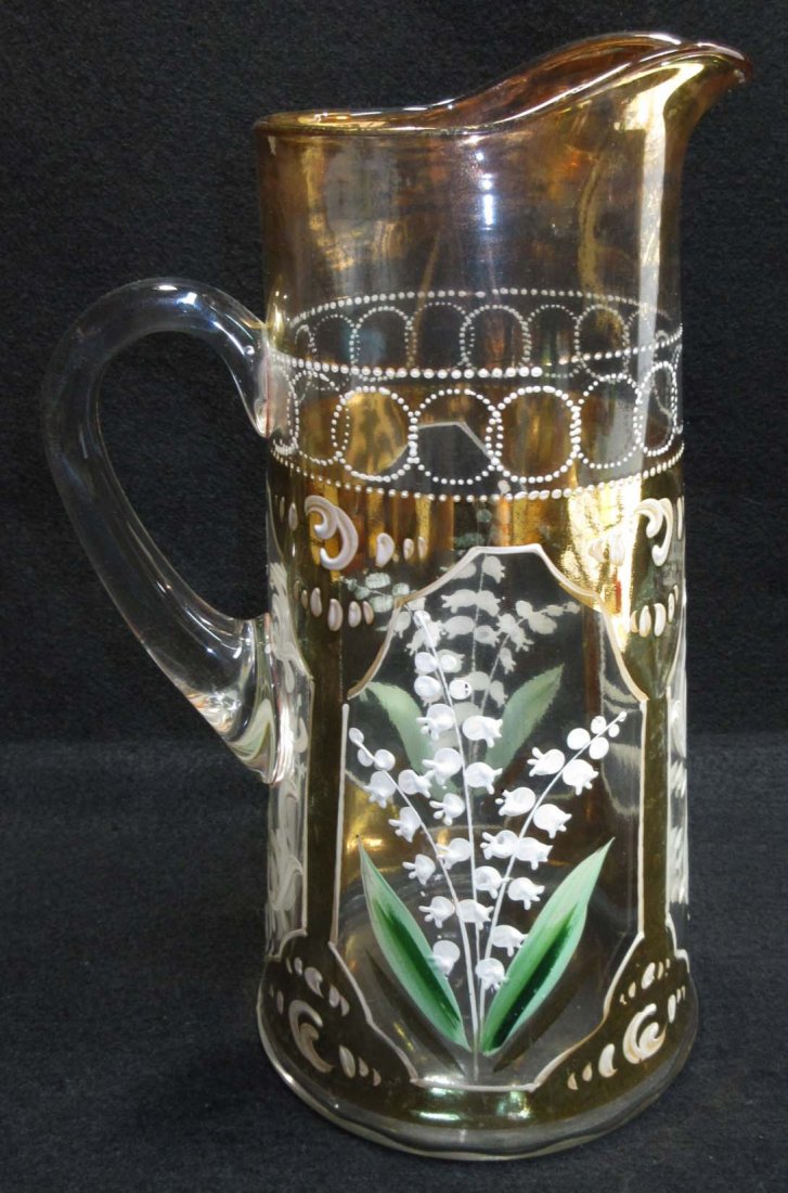 Vict. Enameled Tankard: 11 1/4"T x 7 1/4" x 5 1/2"