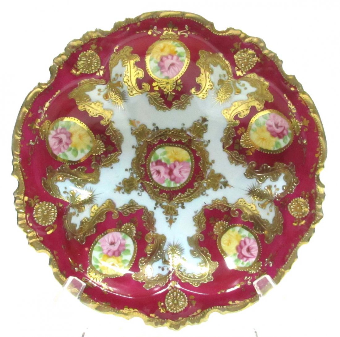 HP Nippon Bowl: Heavy Gold Enameling 9"W