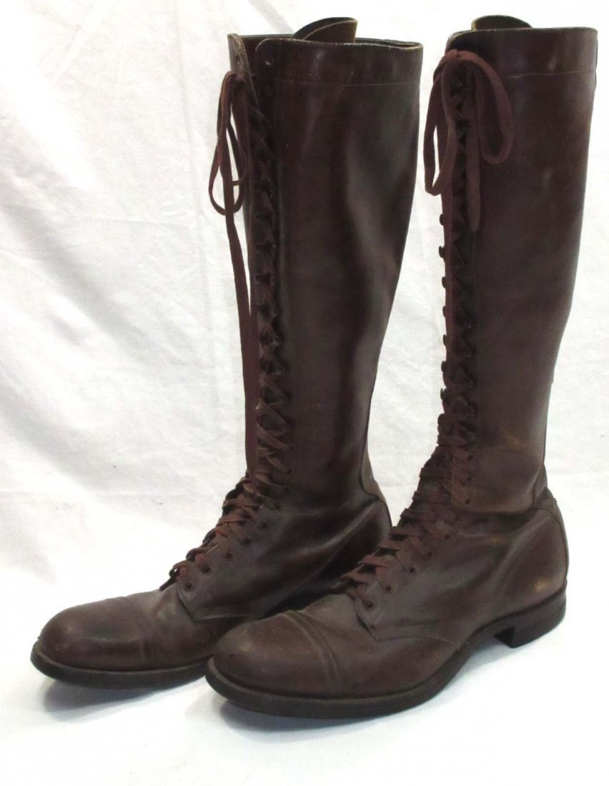 Pr. Tall Leather Riding Boots: 16 1/2"T Sole 11 1/2"L