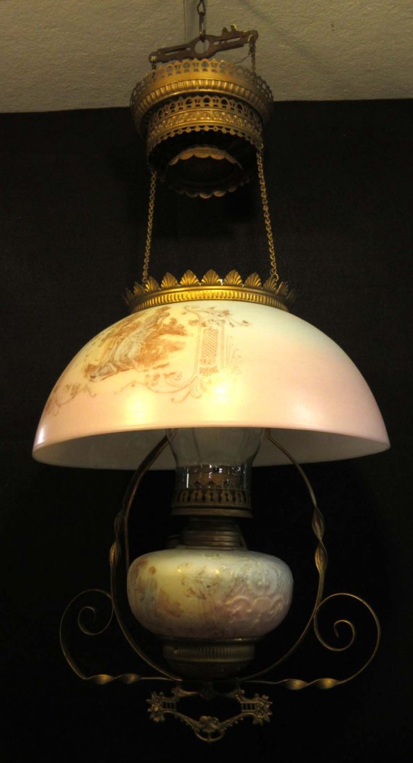 Victorian Hanging Library Oil Lamp (1 of 5)