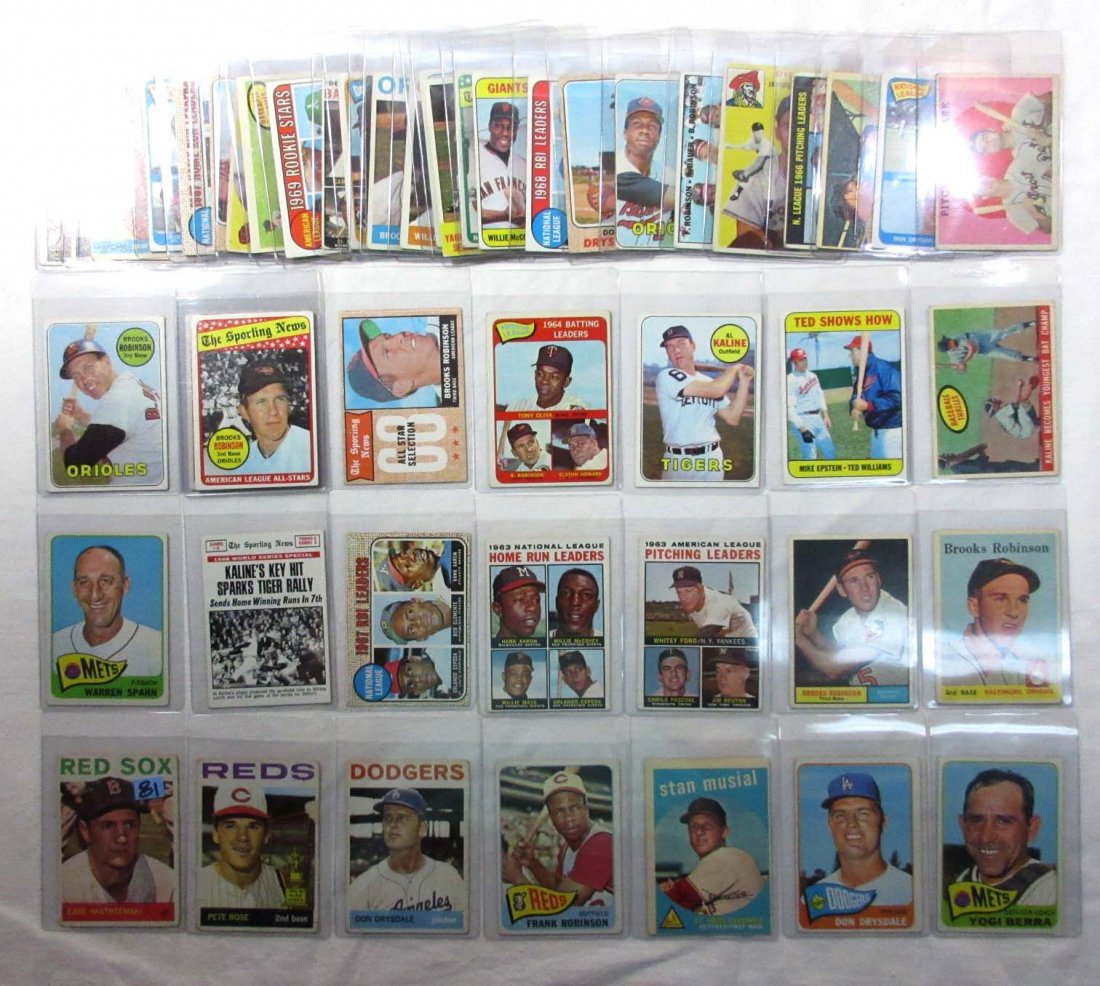 1952 - 1969 Mega Superstar Lot: Fifty Star Cards Here, Mostly Off-Grade, Ranging From Poor to EX. Regardless of Condition there are Huge Names Here! Williams, Aaron, Musial, Kaline, Berra, Spahn, Brooks, Drysdale, Rose,McCovey, Yaz.
